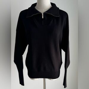Lune Active - Black quarter zip cowl neck sweater. Size small. Puff sleeves